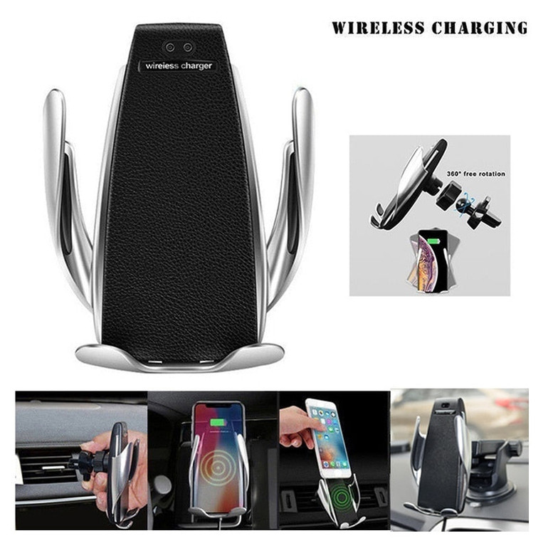 Wireless Phone Charger S5 Automatic Clamping Fast Charging Phone Holder Mount in Car for iPhone xr Huawei Samsung Smart Phone