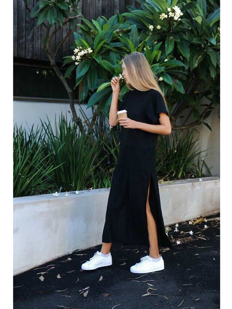 Maxi T Shirt Dress Women Summer Casual Beach Sexy Party Vintage Bodycon Wrap Cotton Split Black Long Dresses Robes Plus Size