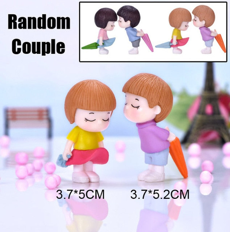 BAIUFOR Lovers Couple Miniature Mini Doll DIY Terrarium Figurines Fairy Garden Decor Valentine's Day Gift Home Accessories