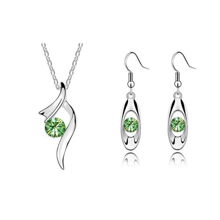 Women Elegant  Jewelry Set of Necklaces Pendants Dangle Earrings for Wedding Party