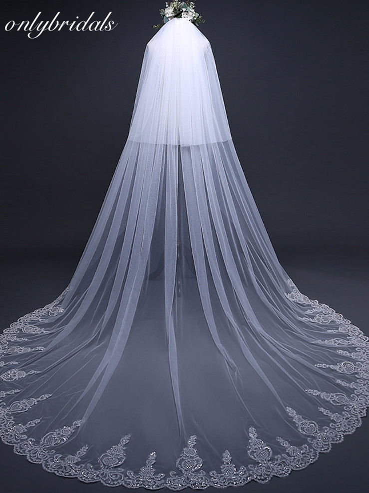onlybridals 3 Meter veil wedding Long Lace Edge Bridal Veil with Comb Wedding Accessories