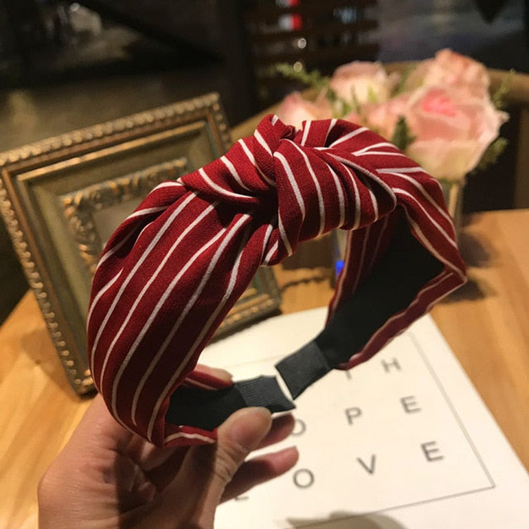 Plaid Cotton Hair Accessories Knotted Hair Band for Women Headbands Hairbands Headwear