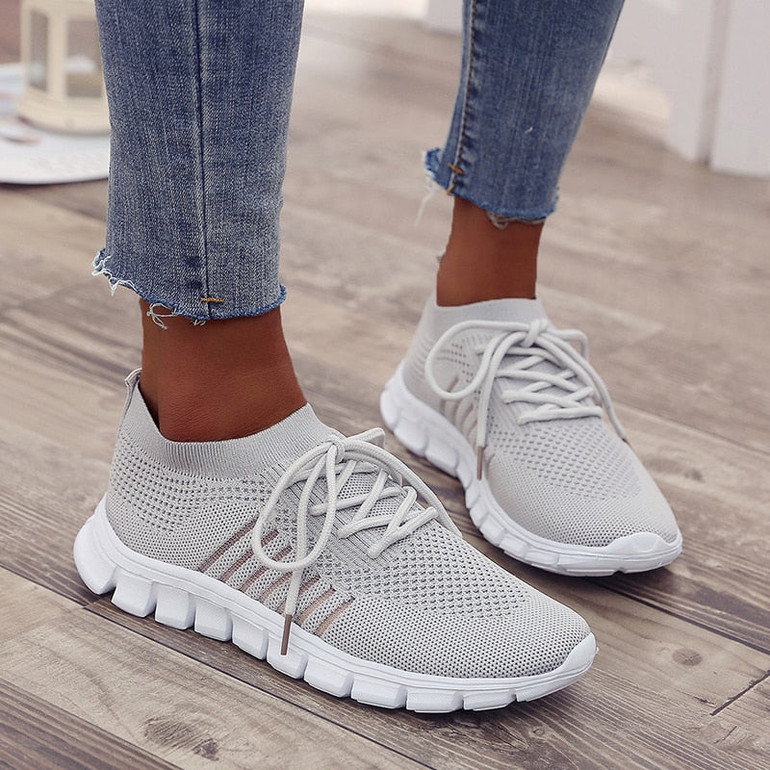 Sneakers Women Lace Up Platform Shoes Breathable Mesh Sneakers Woman
