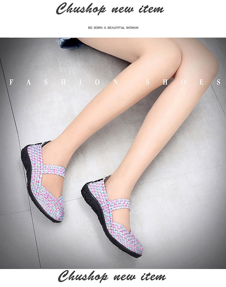 Womens Flats Shoes Slip On Fashion Woven Sneakers Casual Breathable
