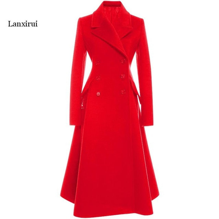 thick woolen coat female autumn and winter new temperament women's over the knee wool woolen coat coat