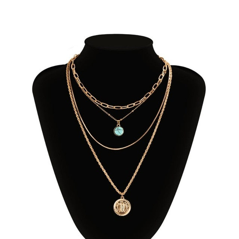 Ingemark Punk Miami Cuban Choker Necklace Colar Hip Hop Big Thick Chunky Chain Fashion Queen Coin Pendant Necklace Women Jewelry