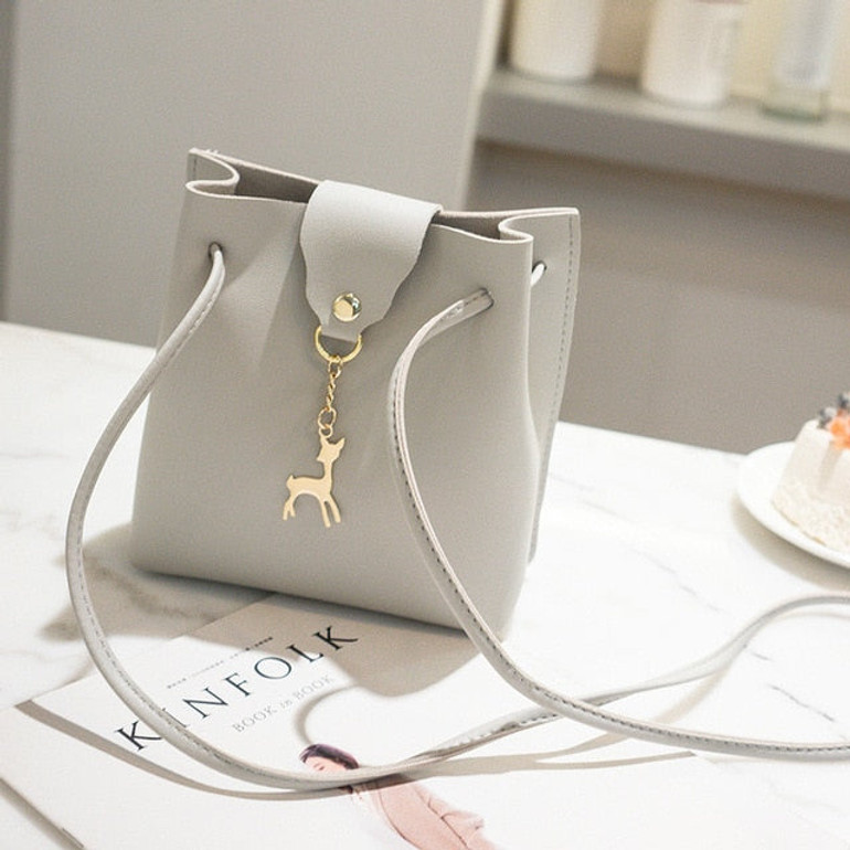 Vintage Small Women Bucket Bag for Handbags Women PU Leather Shoulder Bags Girls Drawstring Messenger Crossbody Bag