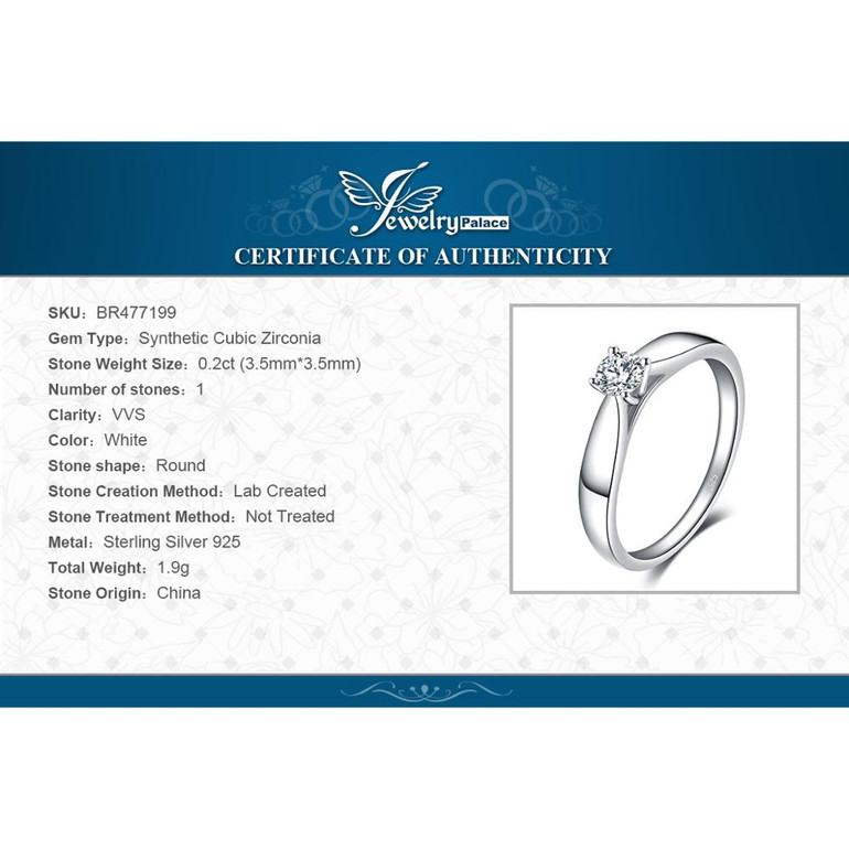 JewelryPalace CZ Solitaire Engagement Ring 925 Sterling Silver Rings for Women Anniversary Ring Wedding Rings Silver 925 Jewelry