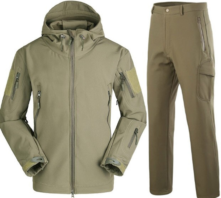 Tactical Soft Shell Fleece Jacket Men Winter Army Military Waterproof Suit Coats Outwear Camouflage Camo Shark Skin Jackets Set