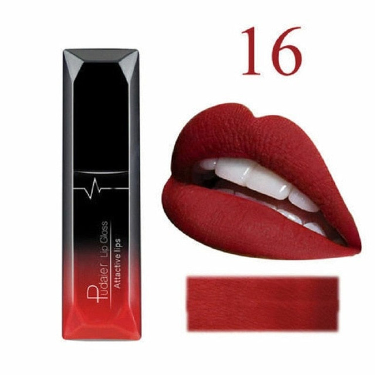 2019 Hot Waterproof Liquid Lip Gloss Metallic Matte Lipstick Cosmetic Sexy Batom Mate Lip Tint Makeup Lasting 24Hours Mate Levre