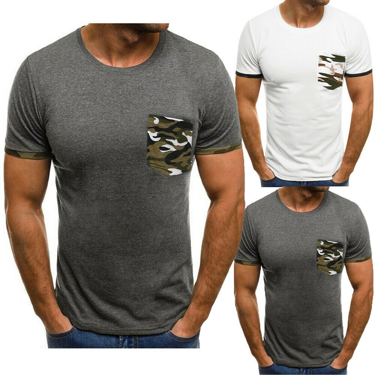 Men's Casual Fit Short Sleeve Slim Muscle Bodybuilding T-shirt