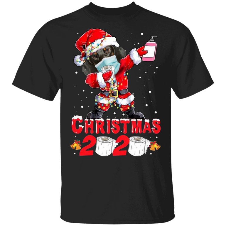 Dachshund Dabbing Santa Claus Christmas 2020 T-Shirt Funny Teacher Christmas Gift Idea