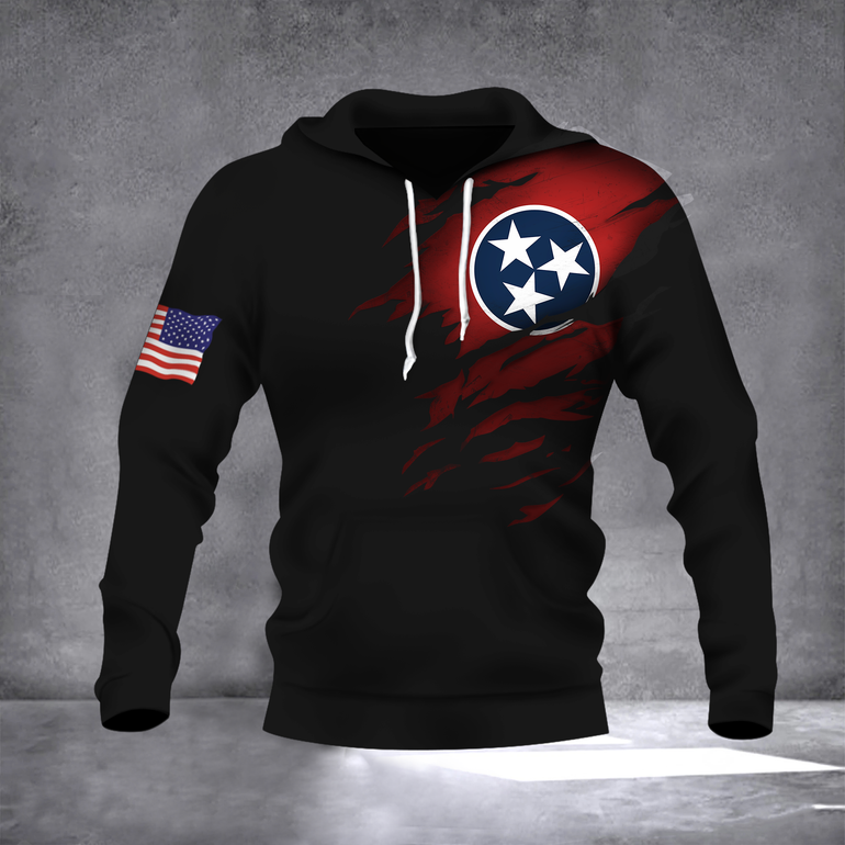 Tennessee State Flag 3D Hoodie United States State Flag - US Logo Hoodie Tennessee Gift