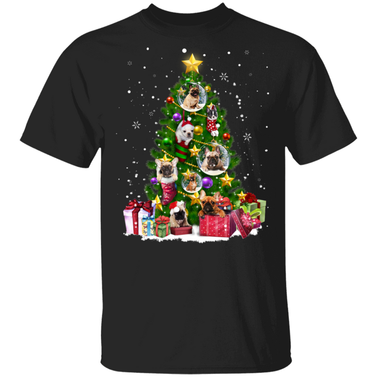 French Bulldog Christmas Tree T-Shirt Funny Xmas Christmas Shirt For Family Dog Lovers