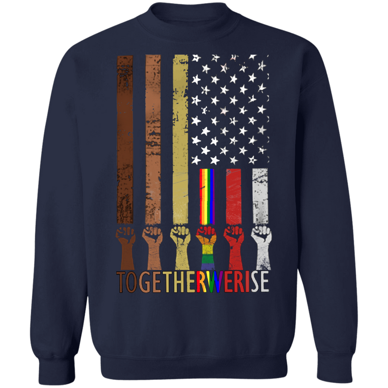 American Flag Together We Rise Sweatshirt Juneteenth Be Kind Asl Shirt Blm