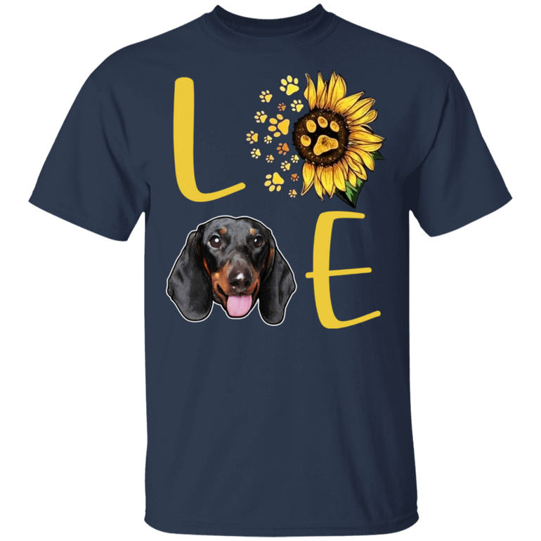Adorable Dachshund Paw Love Sunflower Shirt Womens - Gifts For Dog Lover