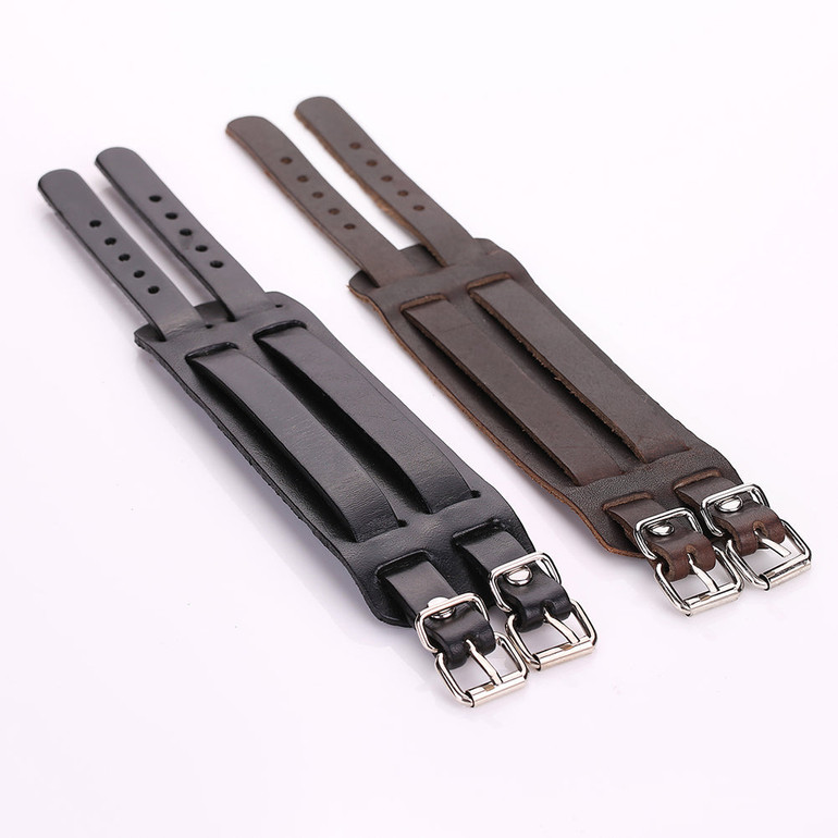 Banded Leather Cuff Wristband