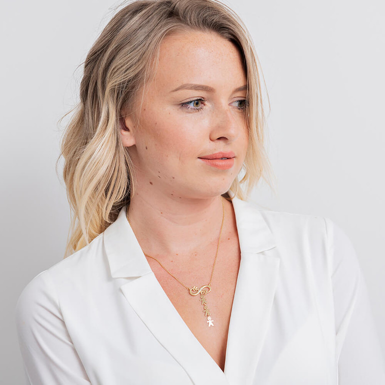 Inlay Infinity Tree Branch Necklace With Kids