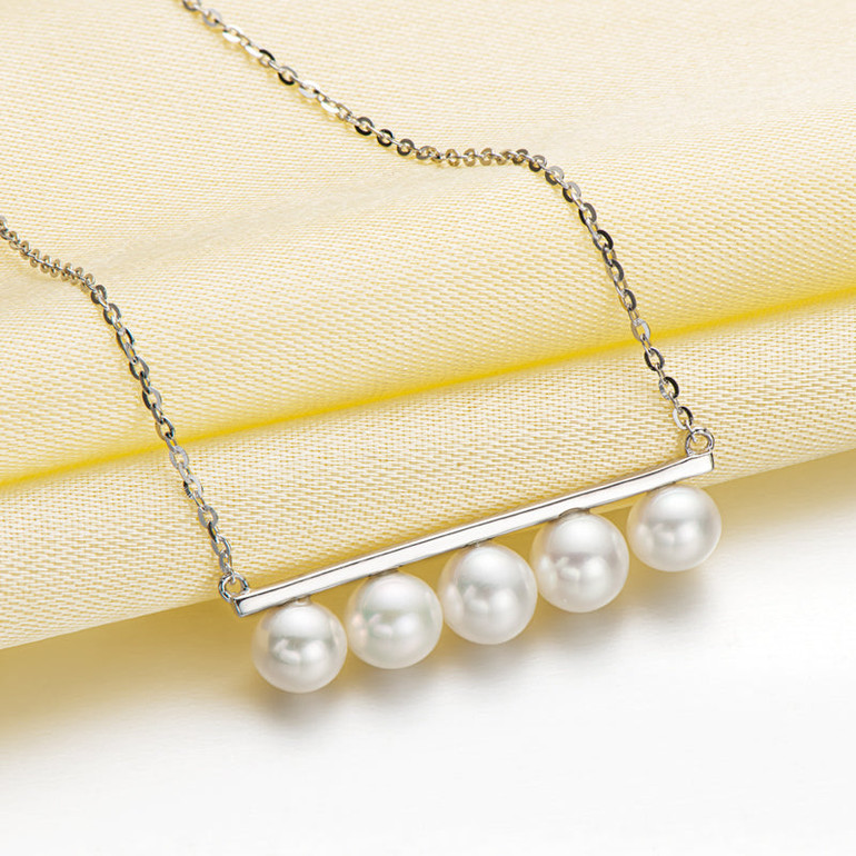 Infinity Balance Geniune 5 Pearls Pendant Necklace