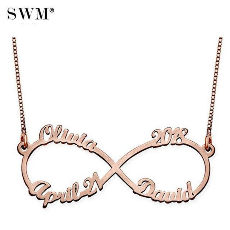 JOSEOD Custom 4 Name Necklace Infinity Necklace