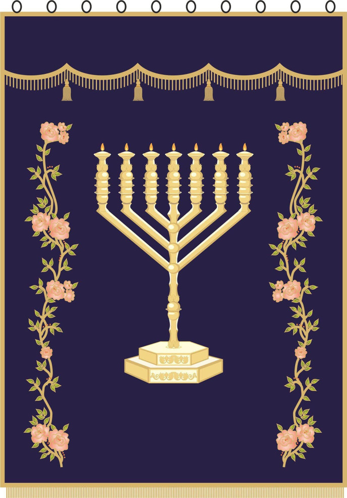 Parochet Ark Curtain- Menorah