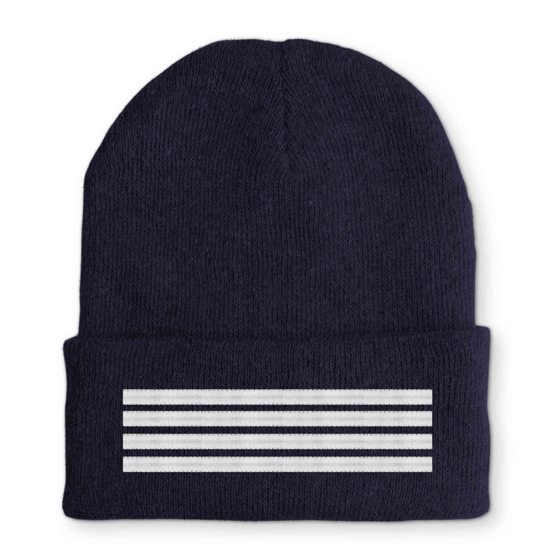 Pilot Epaulette (Silver) 4 Lines Embroidered Beanies