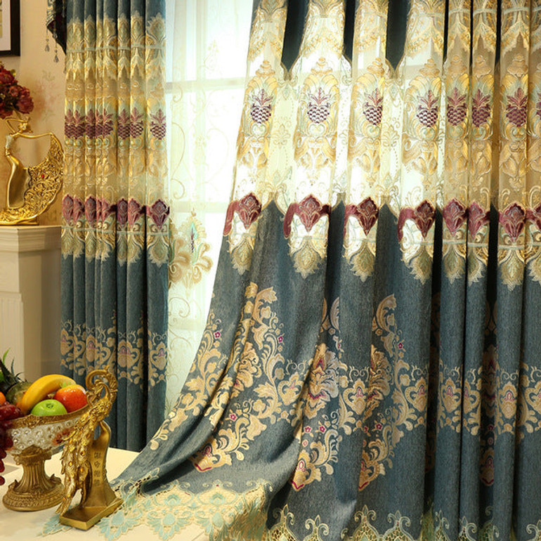 New Xuenier Print Embroidered Jacquard Shade Curtains for Living Dining Room Bedroom.