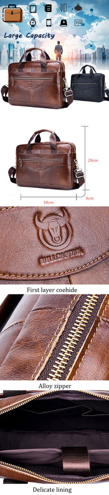 Men Genuine Leather Shoulder Bag Business Travel Crossbody Messenger Handbag Briefcase