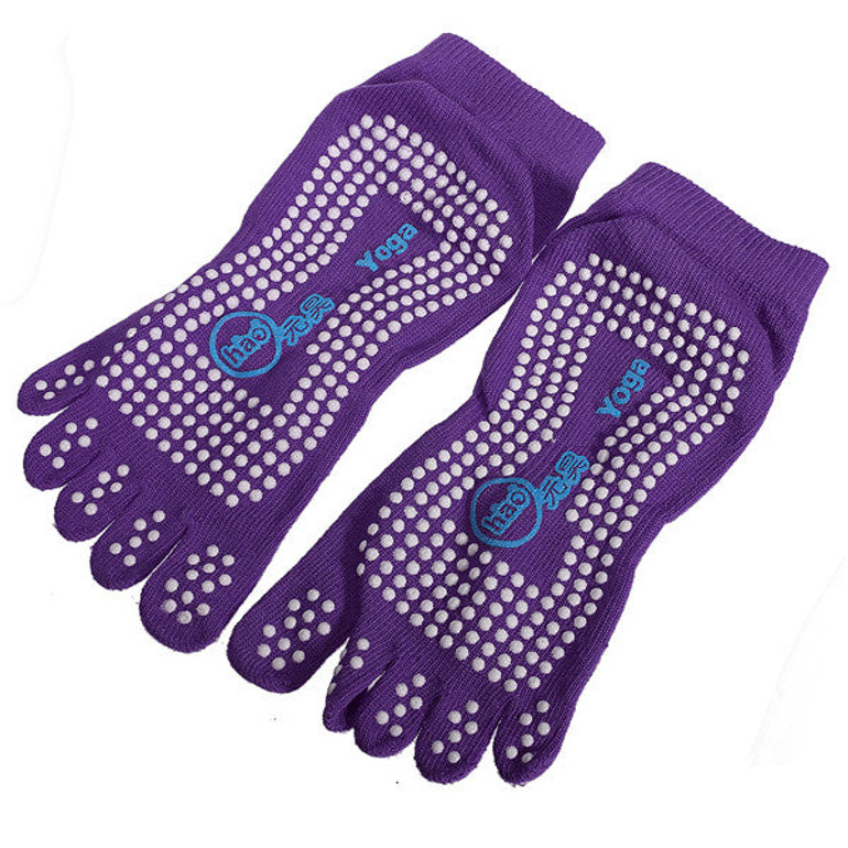 Elastic Cotton Yoga Sock Non Slip Full Toe Grip Fitness Silicon Massage Dots Sock 5 Colors