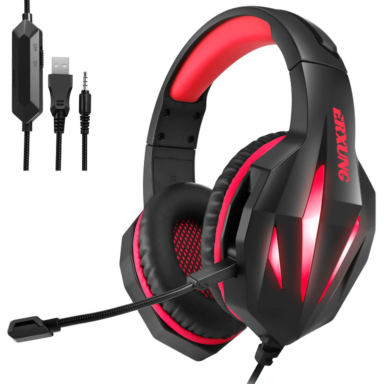 J5 Gaming Headset Wired Stereo Sound LED Light Headsets Noise-cancelling Game Headphones With Mic