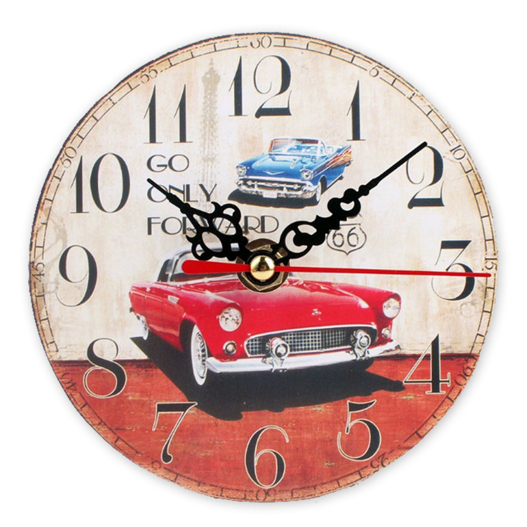 12cm Vintage Rustic Round Wooden Wall Clock Chic Antique Home Office Decor Gifts