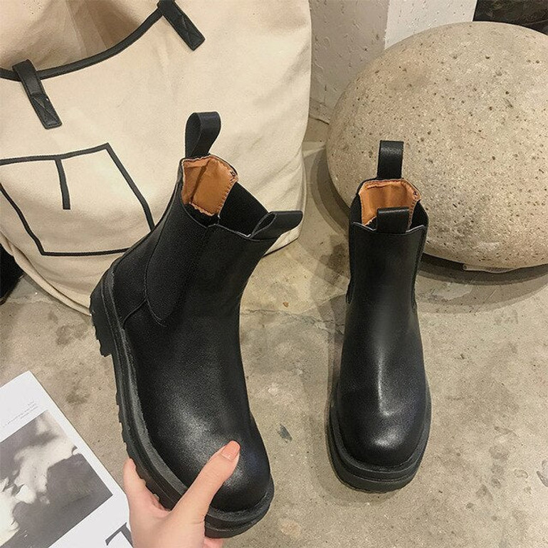 Women Chunky Heel Ankle Boots Woman Shoes Autumn Brand Designer Chelsea Boots Female Platform Boots Lasdies Fashion Botas Mujer