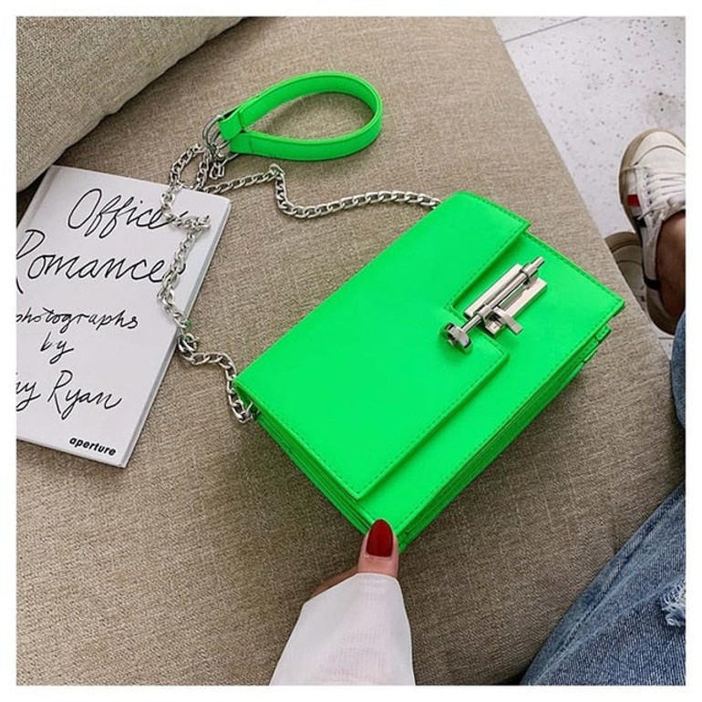 2020 New Ladies Evening Bag Woman Solid Color Pu Leather Chain Crossbody Bag Fashion Simple Lady Handbag Shoulder Bag For Women
