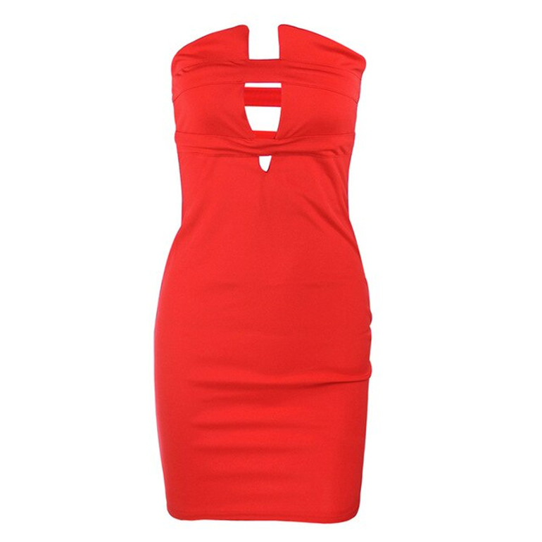 MIOFAR Women Sexy Backless Sleeveless Summer Strapless Hollow Out Bodycon Club Party Dress Elegant Fashion Lady Dress