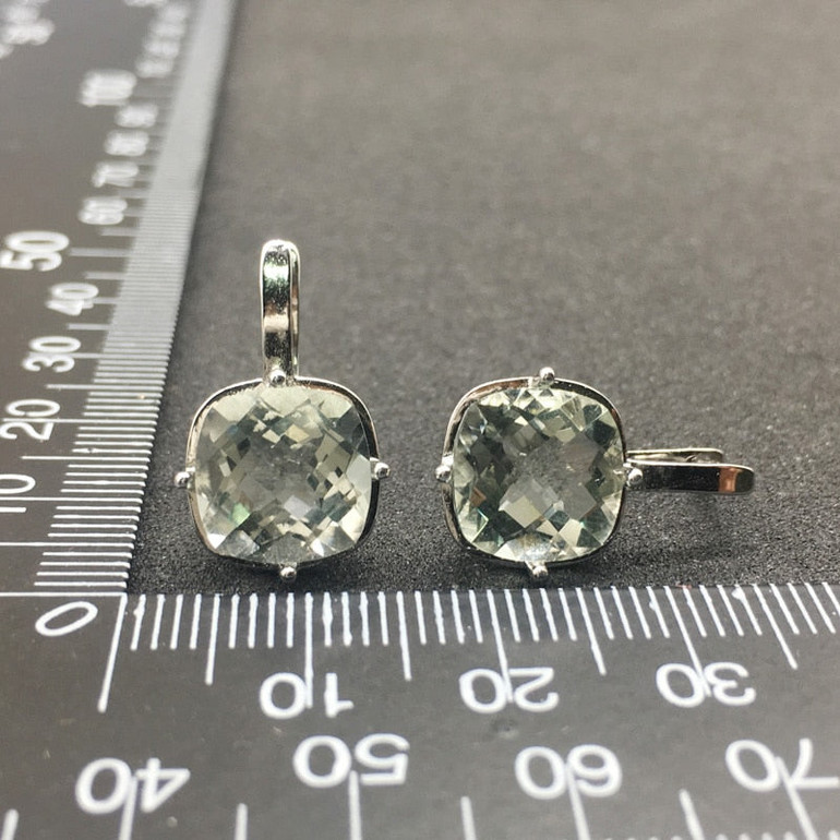 Green Amethyst Sterling Silver Earrings