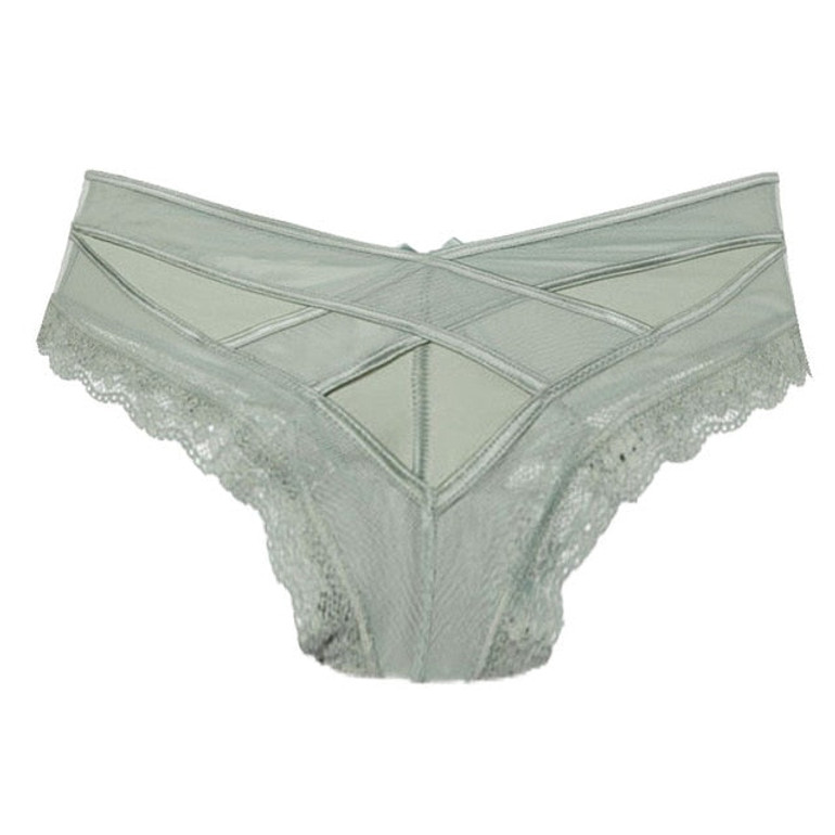 Panties Women Lace Low-waist Solid Sexy Briefs Female Underwear Ladies Cross Strap Lace Lingerie G String Panties