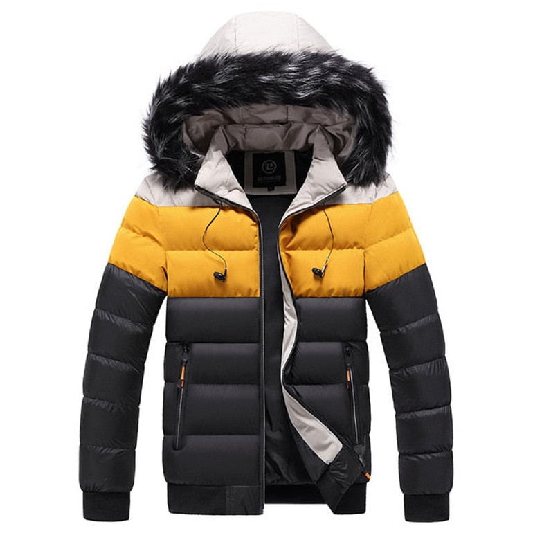 Winter Jacket Men 2020 Fashion Fur Collar Male Padded Parka Mens Patchwork Thick Jackets and Coats Man Windbreaker Parkas M-5XL