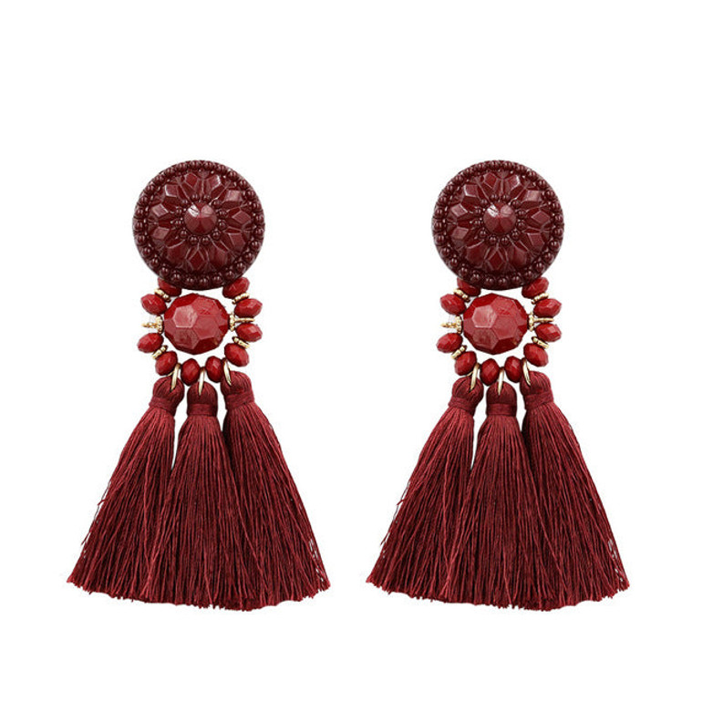 Vintage Beaded Tassel Earrings