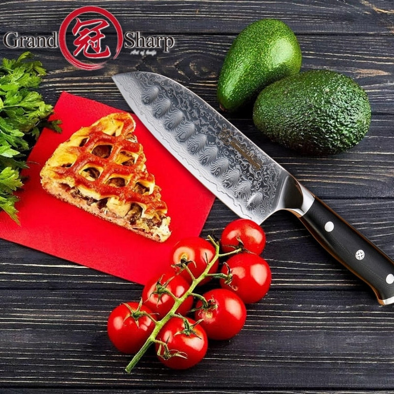 Santoku Knife 5 Inch vg10 Japanese Damascus Steel Kitchen Knife 67 Layers High Carbon Stainless Steel Chef Cooking Tools Sharp