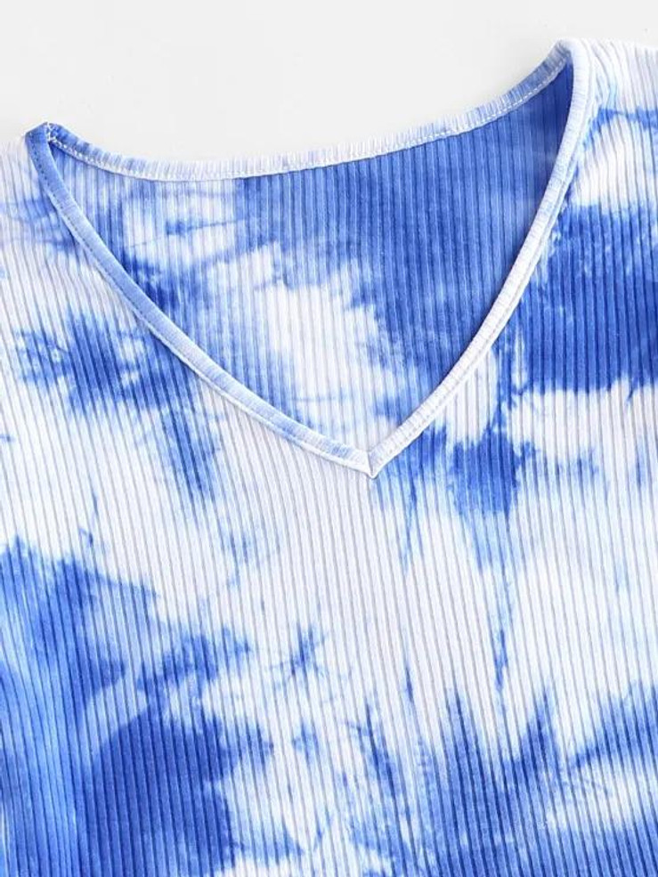 Ribbed Tie Dye Cropped Tee