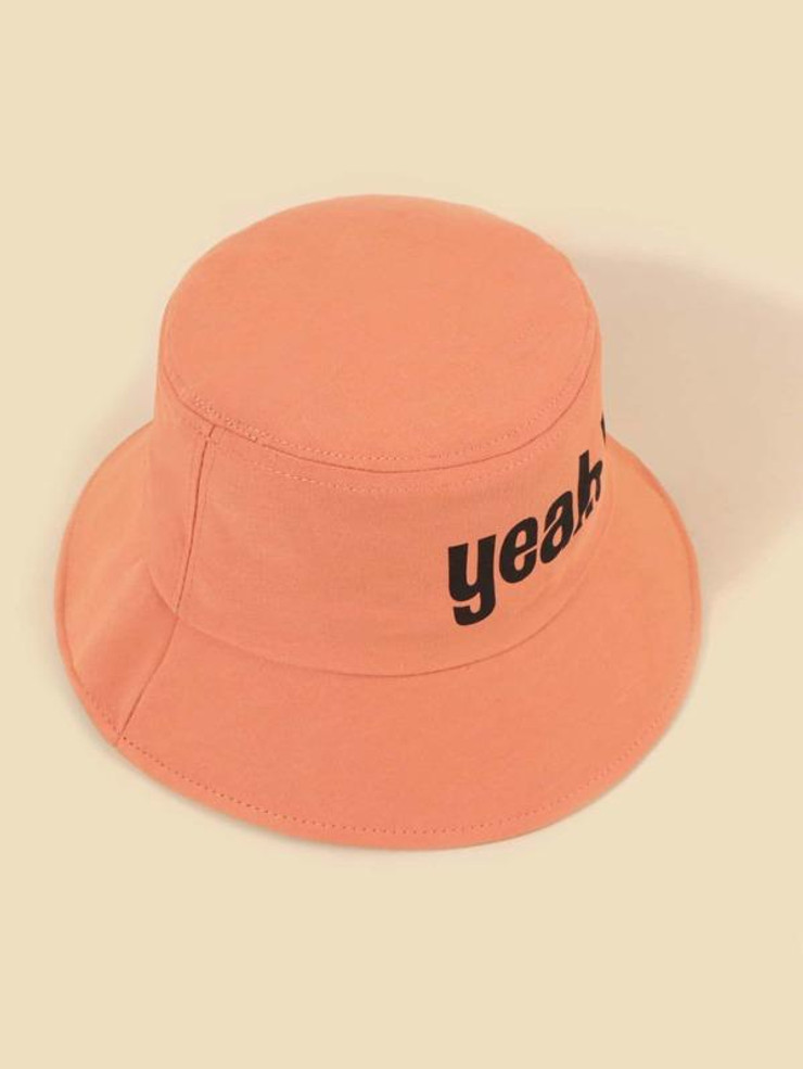 Orange Letter Graphic Bucket Hat