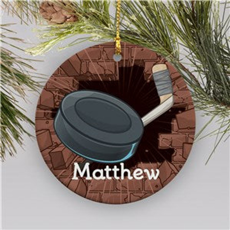 Personalized Hockey Ceramic Holiday Ornament
