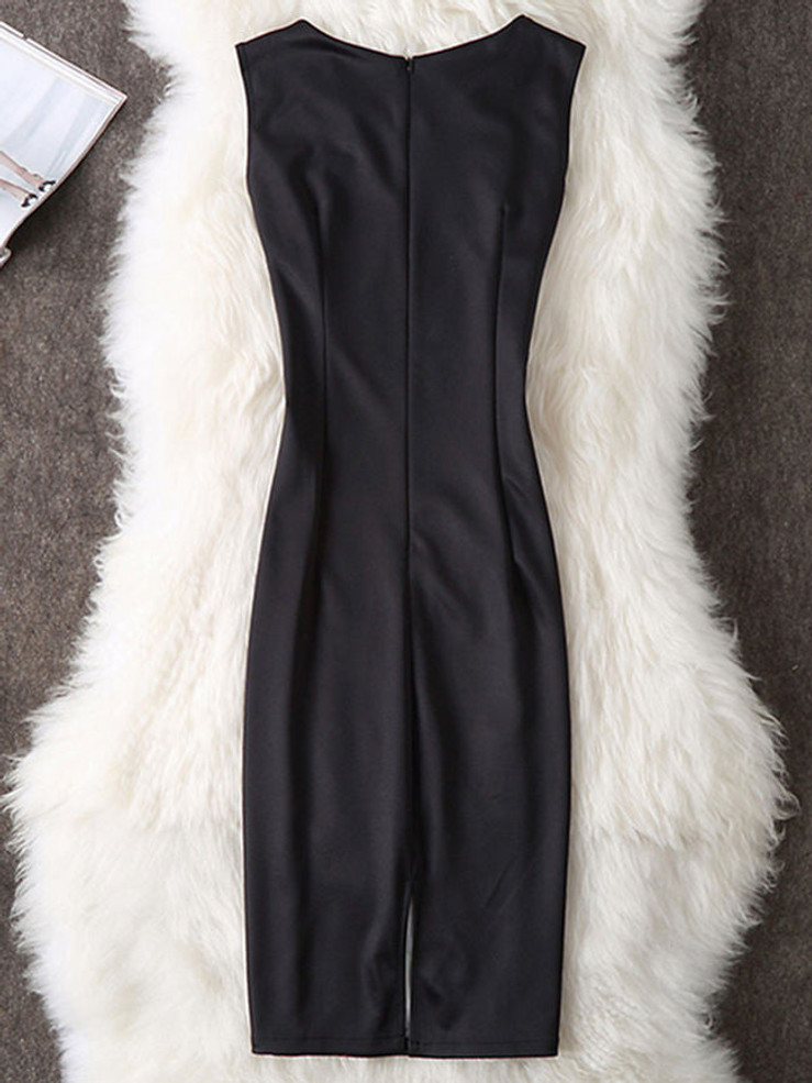 Casual Round Neck Floral Striped Bodycon Dress