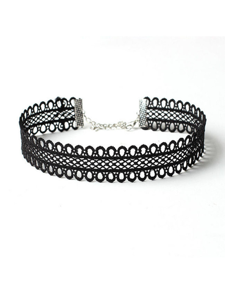 Casual Black Lace Hollow Out Choker Necklace