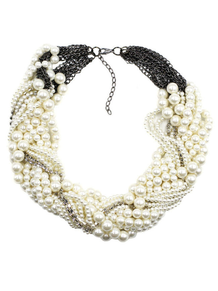 Casual White Faux Pearl Beaded Necklace