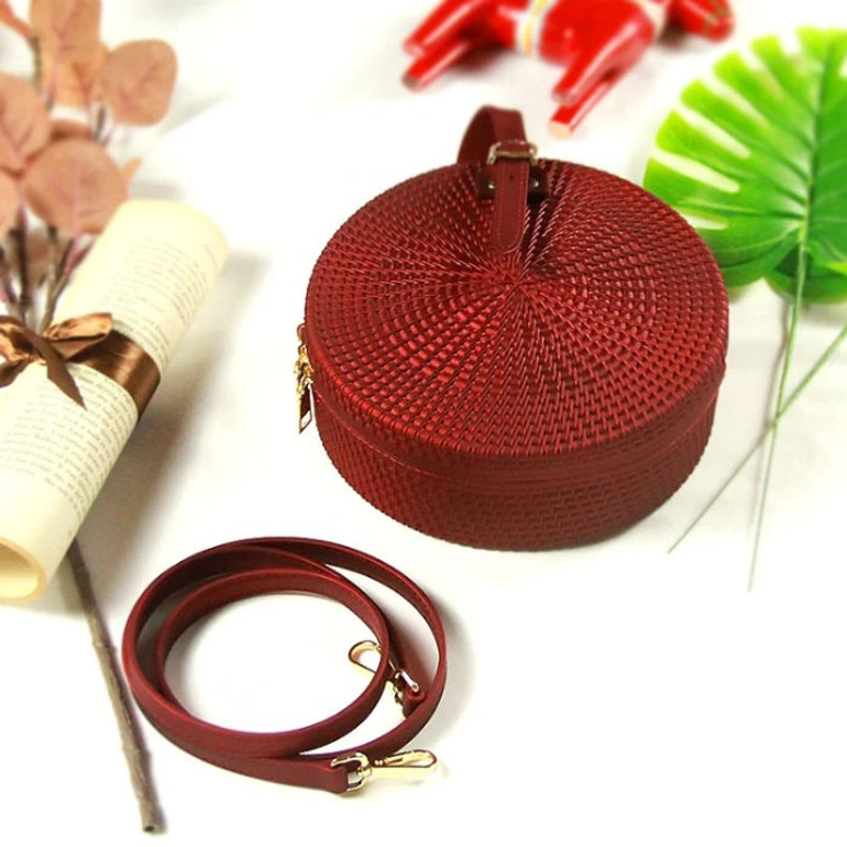 Colorful Small Woven Round Boho Jelly Tote Weave Shoulder Bags