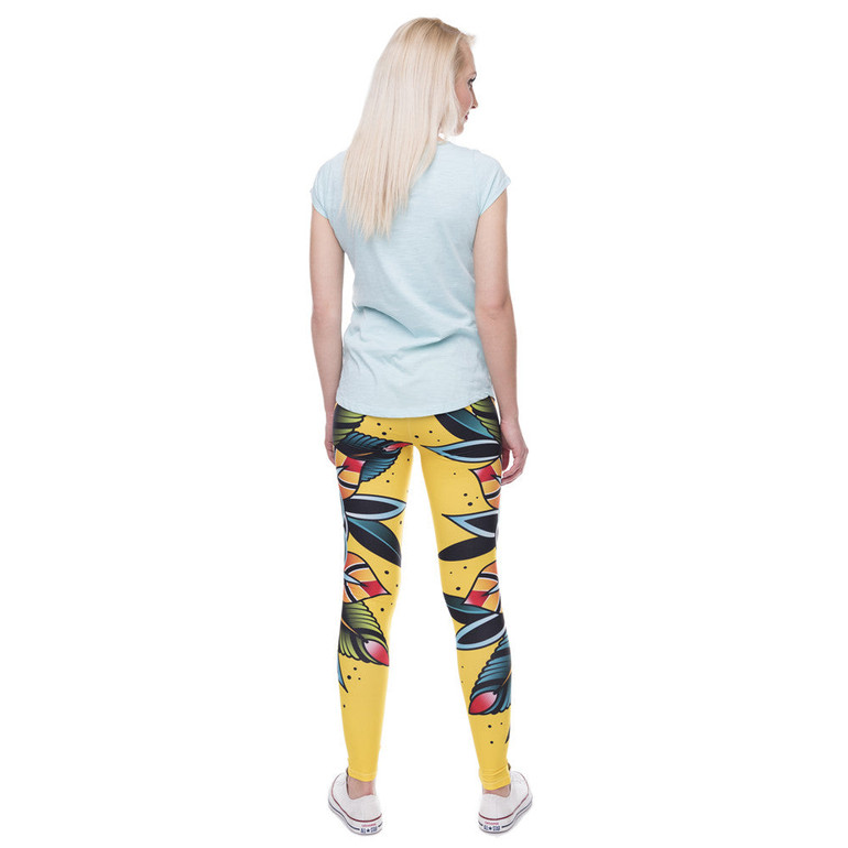 Women Leggings Creative Design Leggins Printed Trousers Tattoo Flower Legging High Waist Legins