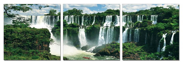 Unframed 3 Piece Green Waterfall Modern Wall Art HD Picture Canvas Print Painting For Living Room Decor