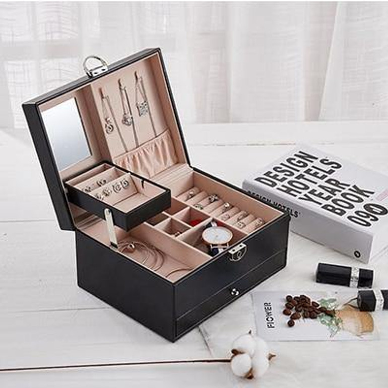 Jewelry Organizer Large Jewelry Box  Makeup Storage Makeup Organizer Leather Beauty Travel Box