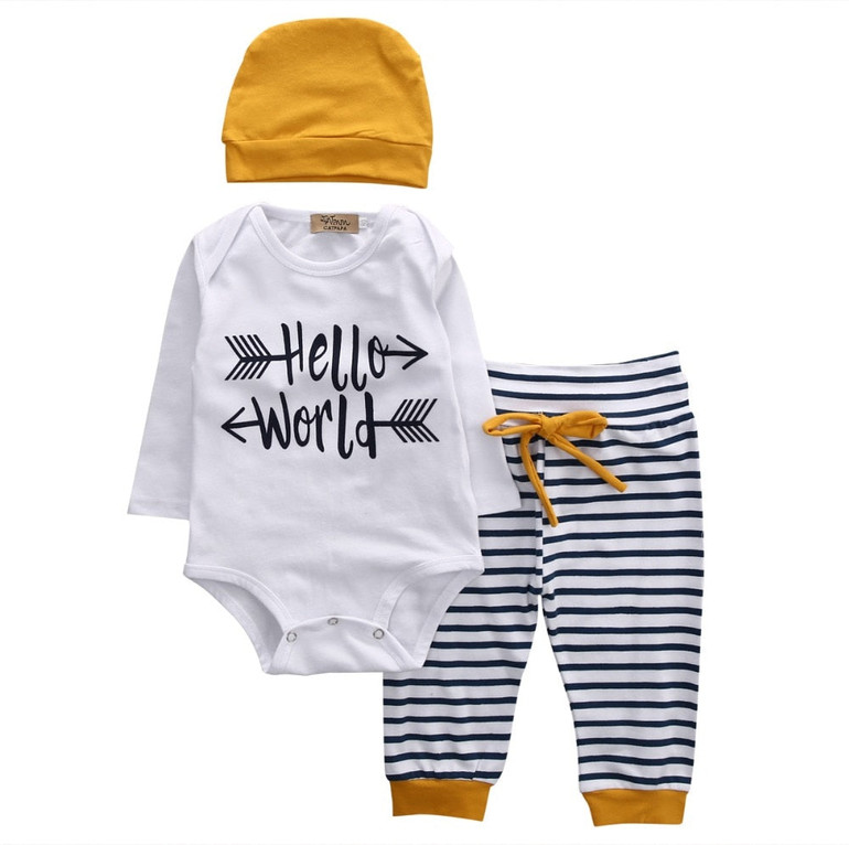 Pudcoco Autumn Winter 2018 Newborn Baby Girls Boy Romper Jumsuit + Striped Pants baby boy clothing